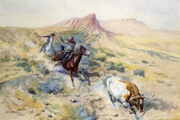 群れをやめた人 1902年 チャールズ・マリオン・ラッセル インディアナ州のカウボーイ Oil Paintings